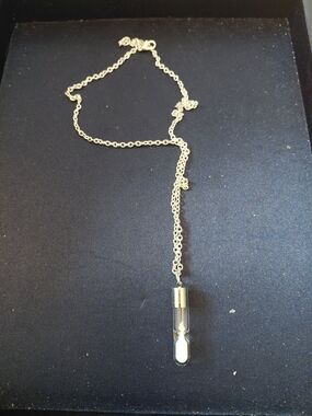 Source Unknown Silver Hourglass Vial Pendant Necklace